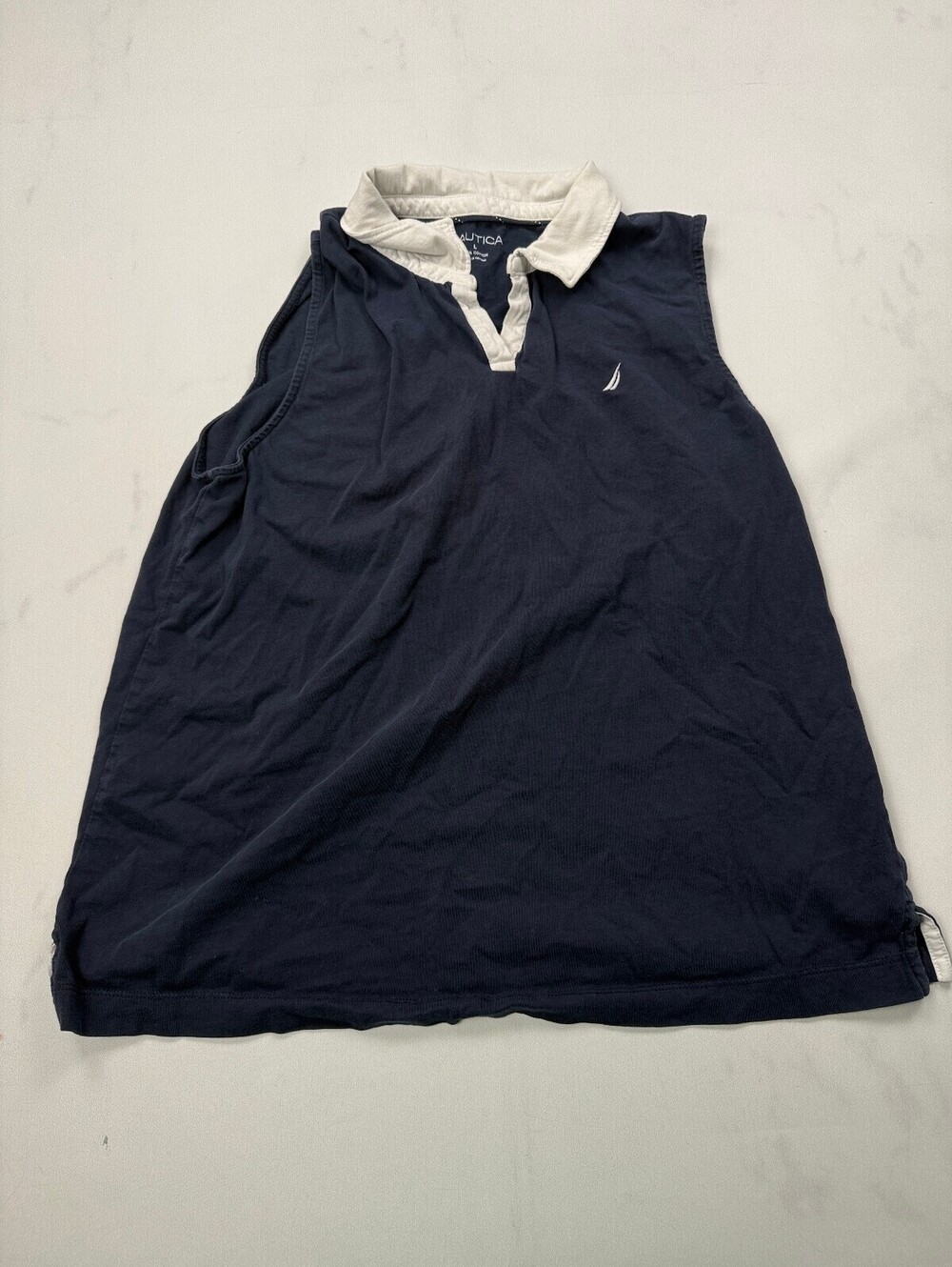 Nautica Logo Polo Shirt Navy Modern Classic Style - Womens L